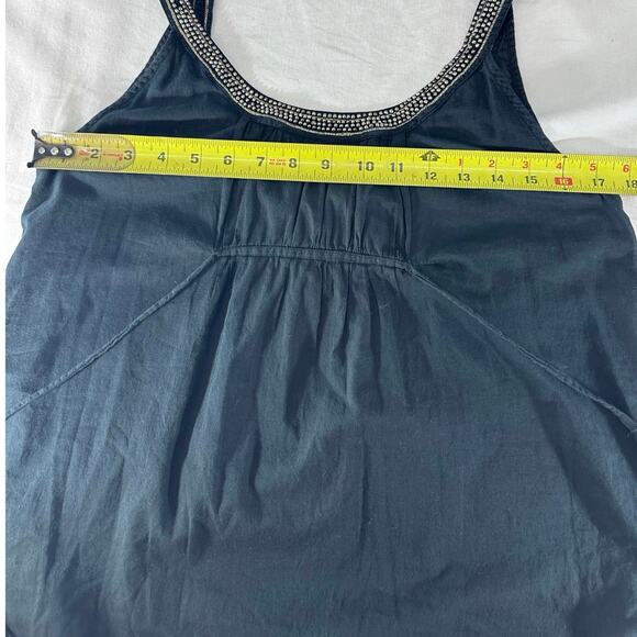 Free People Women’s sz M Black Beaded Toe Tank Top Backless 100% cotton - Picture 4 of 11